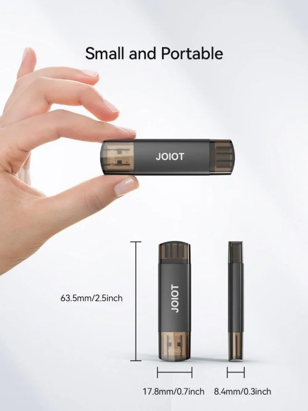 128GB Dual USB C Flash Drive - 2-in-1 Portable Type-C & USB A Thumb Drive for